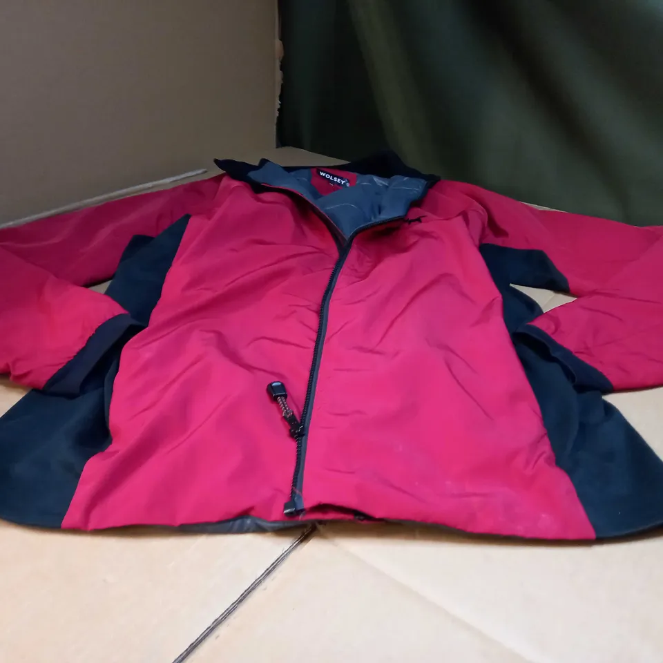 WOLSEY RED/GREY BOMBER JACKET - MEDIUM
