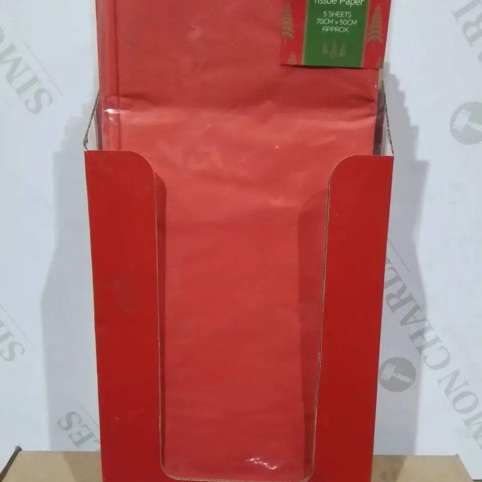 LOT OF 72 BRAND NEW 5-PACKS OF RED TISSUE PAPER - PIECE SIZE 70X50CM / 3 BOXES