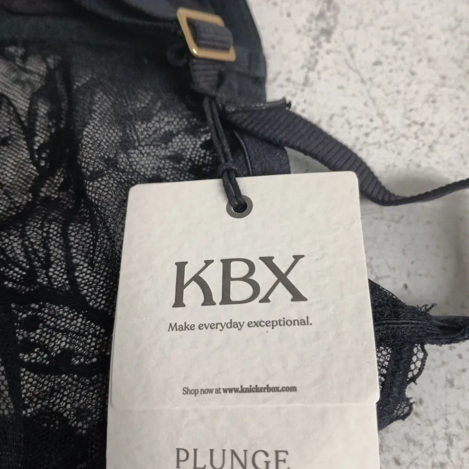 KBX LOUISA NON-PAD PLUNGE BRA – BLACK, UK 34 FF