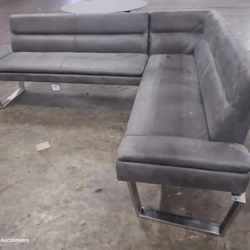 DESIGNER CORNER UPHOLSTERED BENCH SEATING GREY FAUX SUEDE