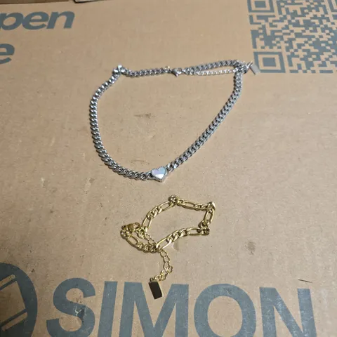 BELLAUCCI SILVER & GOLD-TONE CHAIN NECKLACE + BRACELET SET – HEART PENDANT & TAG (2 PIECES) – BOXED