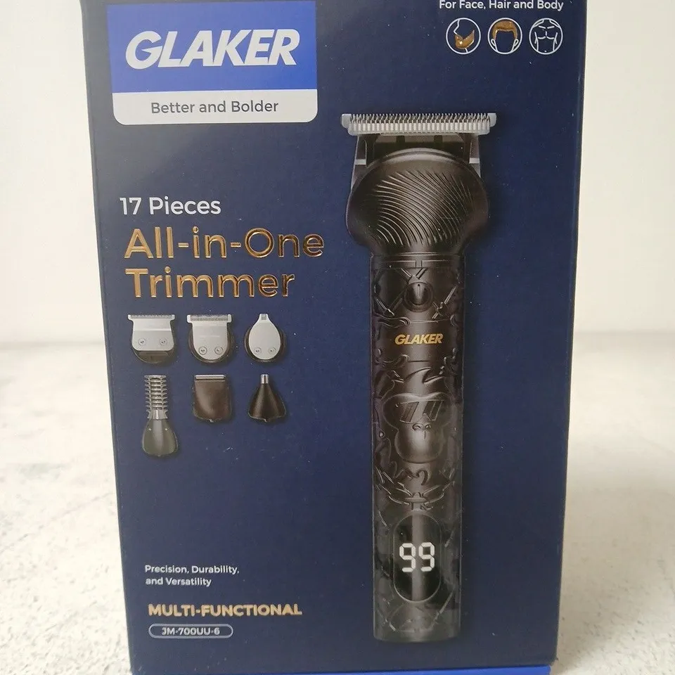 GLAKER 17-PIECE ALL-IN-ONE TRIMMER – FOR FACE, HAIR & BODY (BOXED)
