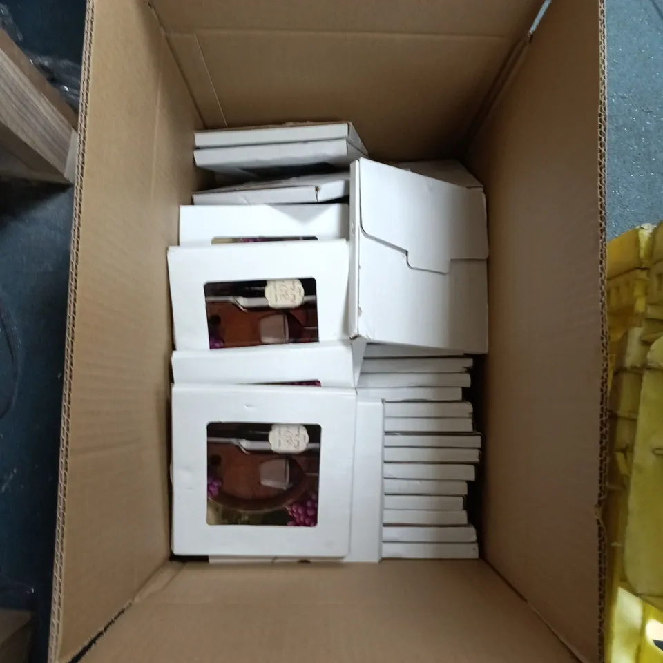 BOX OF ASSORTED WINE THEMED TILE PAINTING/S.