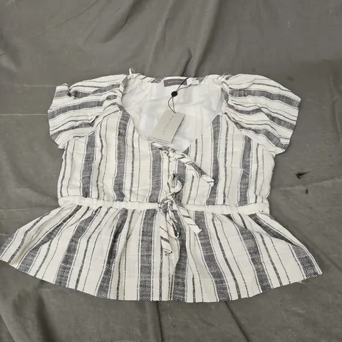 MINT VELVET STRIPE TIE FRONT TOP IN MULTI SIZE S