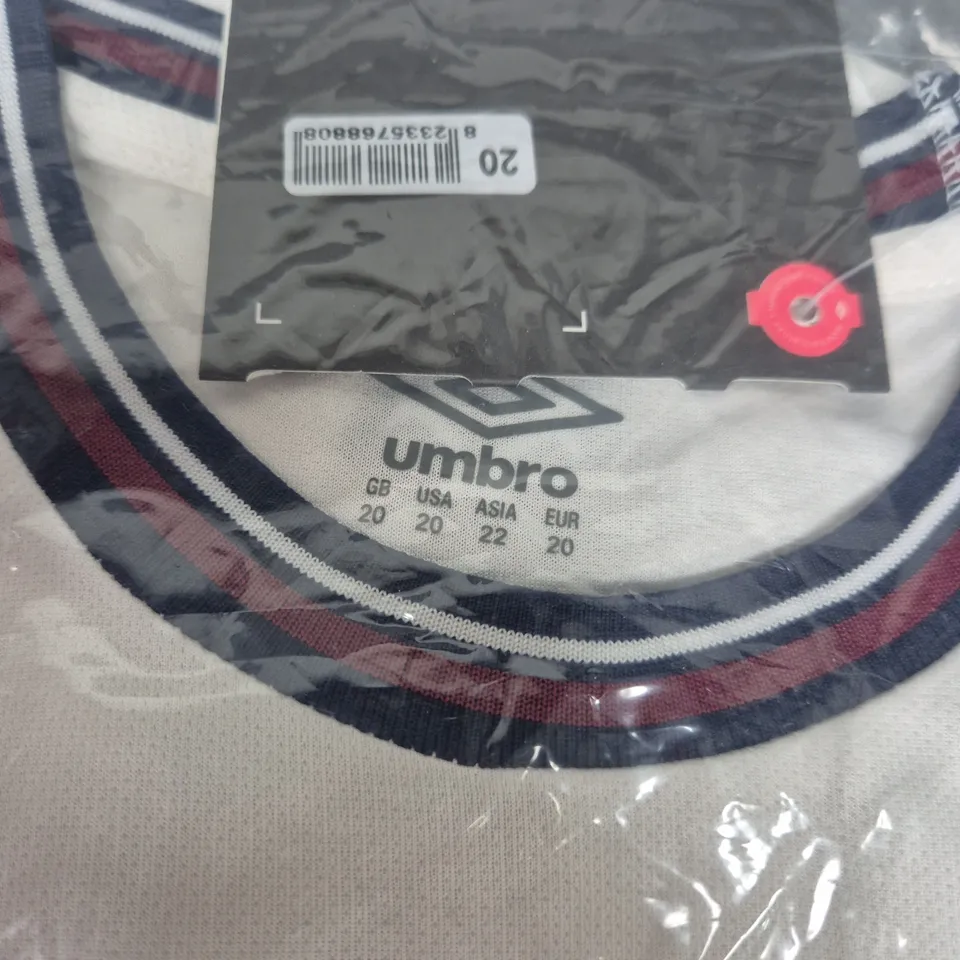 WEST HAM UNITED FC JERSEY – UMBRO – UK 20