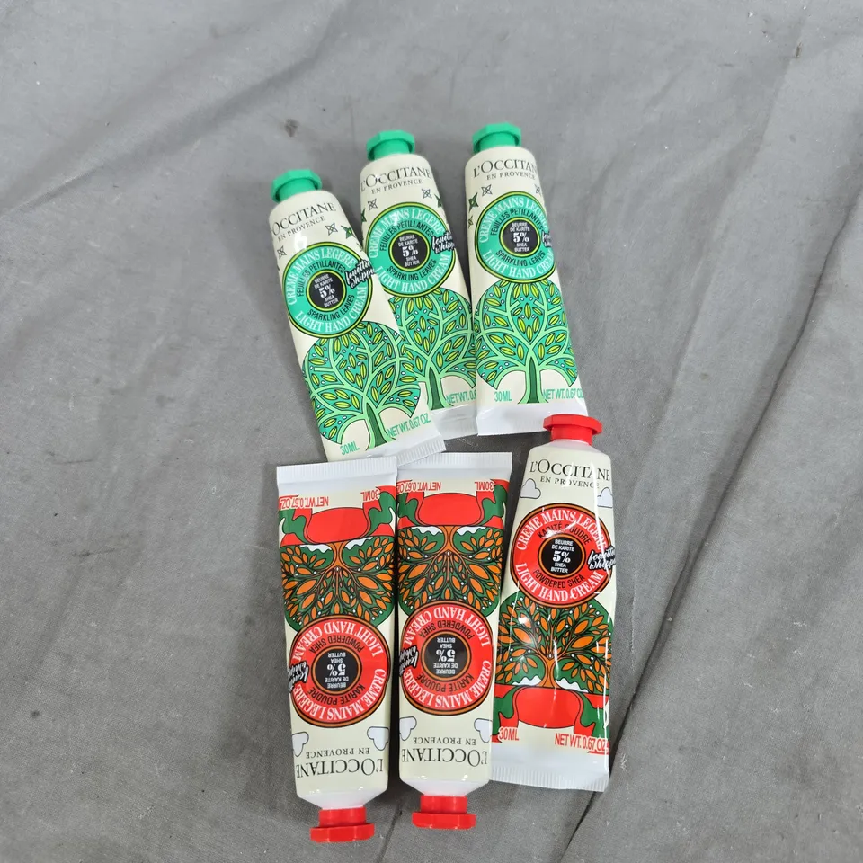 L'OCCITANE EN PROVENCE CRÈME MAINS LÉGÈRE HAND CREAMS – 6 X 150 ML BOXES + 6 X 30 ML TUBES