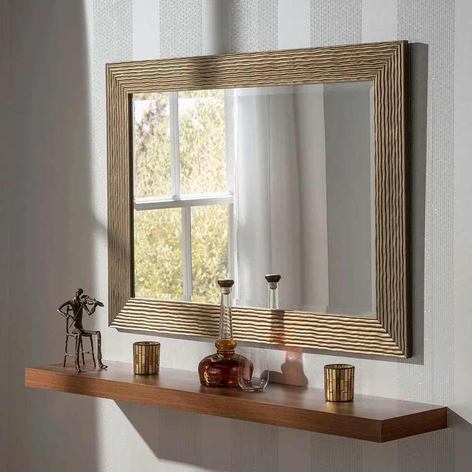 BOXED MADGE WAVY FRAMED WALL MOUNTED ACCENT MIRROR BEVELLED (1 BOX)