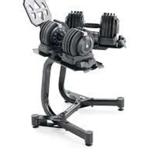 BOXED ECHELON ADJUSTABLE DUMBBELLS W/ STAND (2 BOXES)