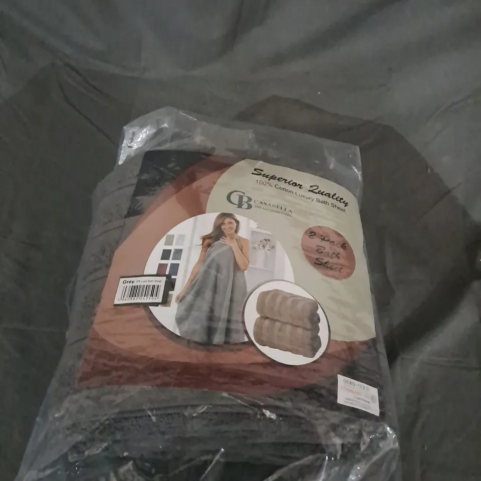 SEALED CASABELLA GREY 2 PACK LUXE BATH SHEETS