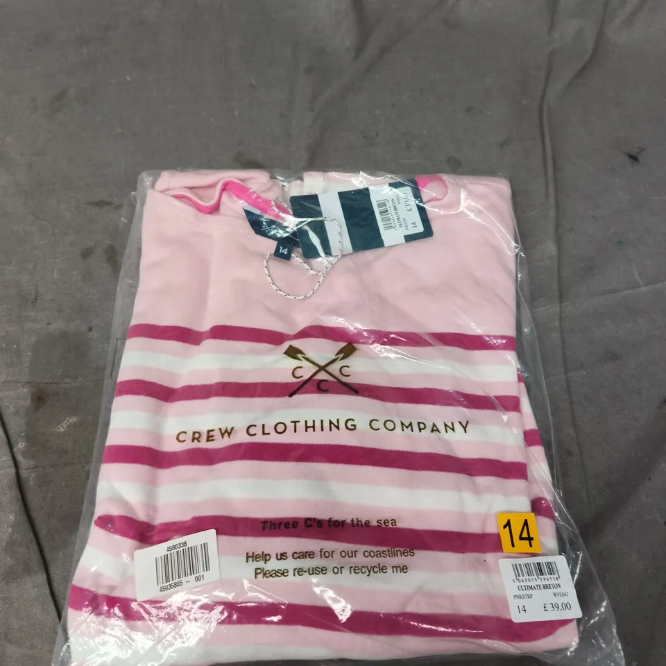 CREW CLOTHING COMPANY ULTIMATE BRETON PINK STRIPE TOP – UK SIZE 14 (WOMEN)