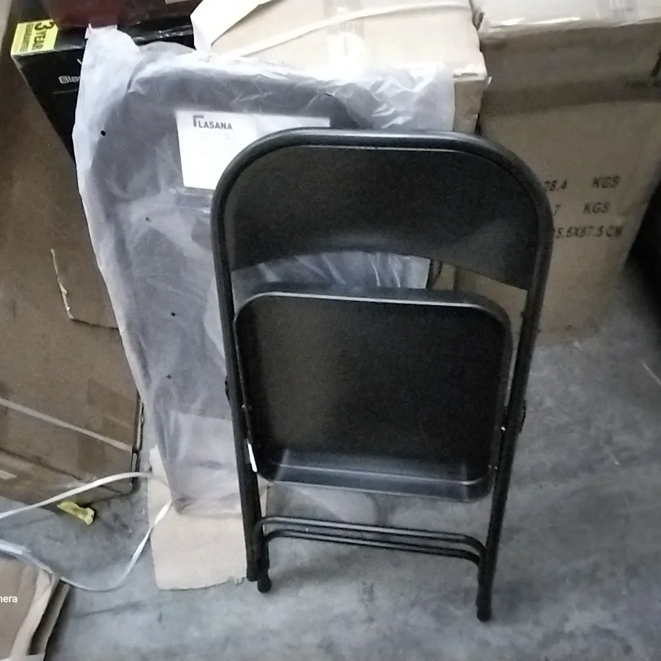 BOXED LASANA PAIR OF BLACK METAL FOLDING CHAIRS