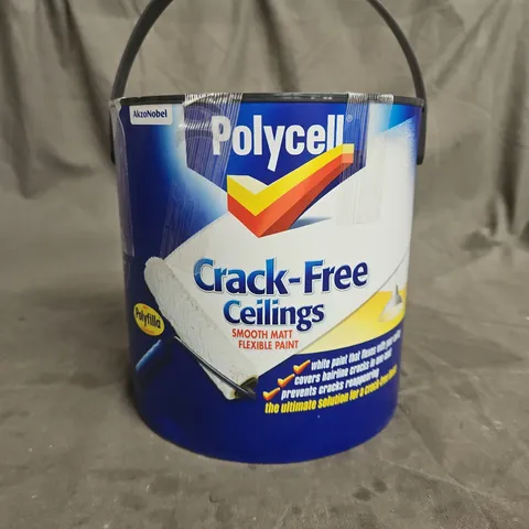 POLYCELL CRACK FREE WHITE MATT EMULSION PAINT, 2.5L
