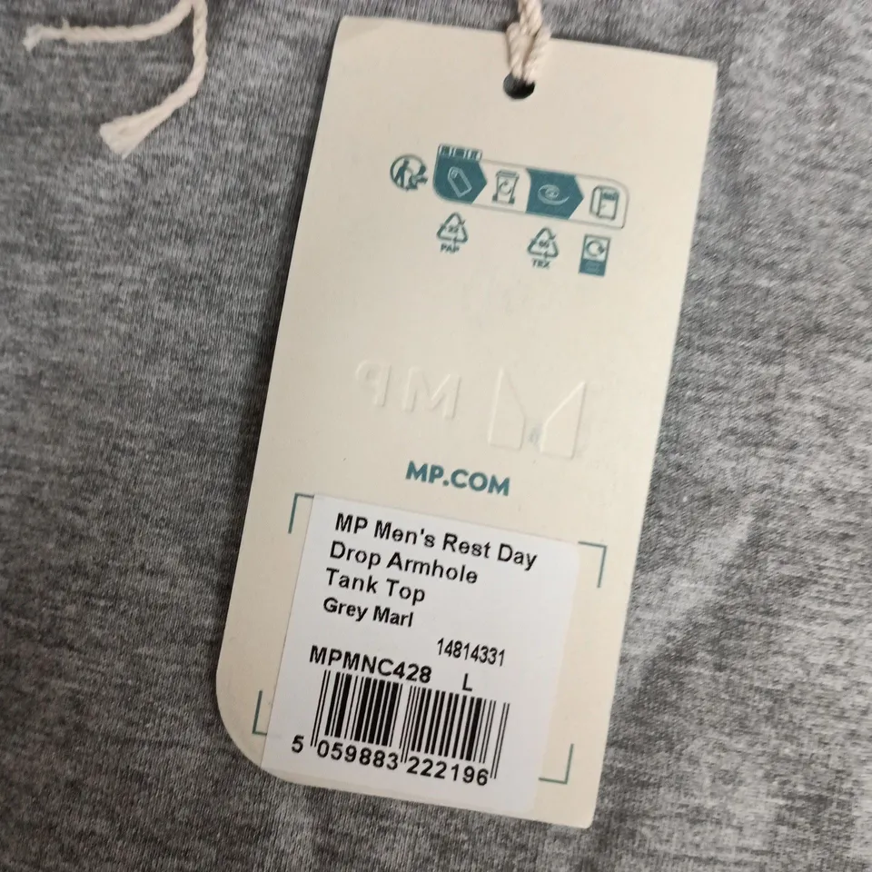 MP MEN'S REST DAY DROP ARMHOLE TANK TOP – GREY MARL, SIZE L