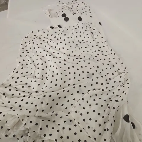 NOBODY'S CHILD DANI MIDAXI DRESS – WHITE WITH BLACK POLKA DOTS, UK 12