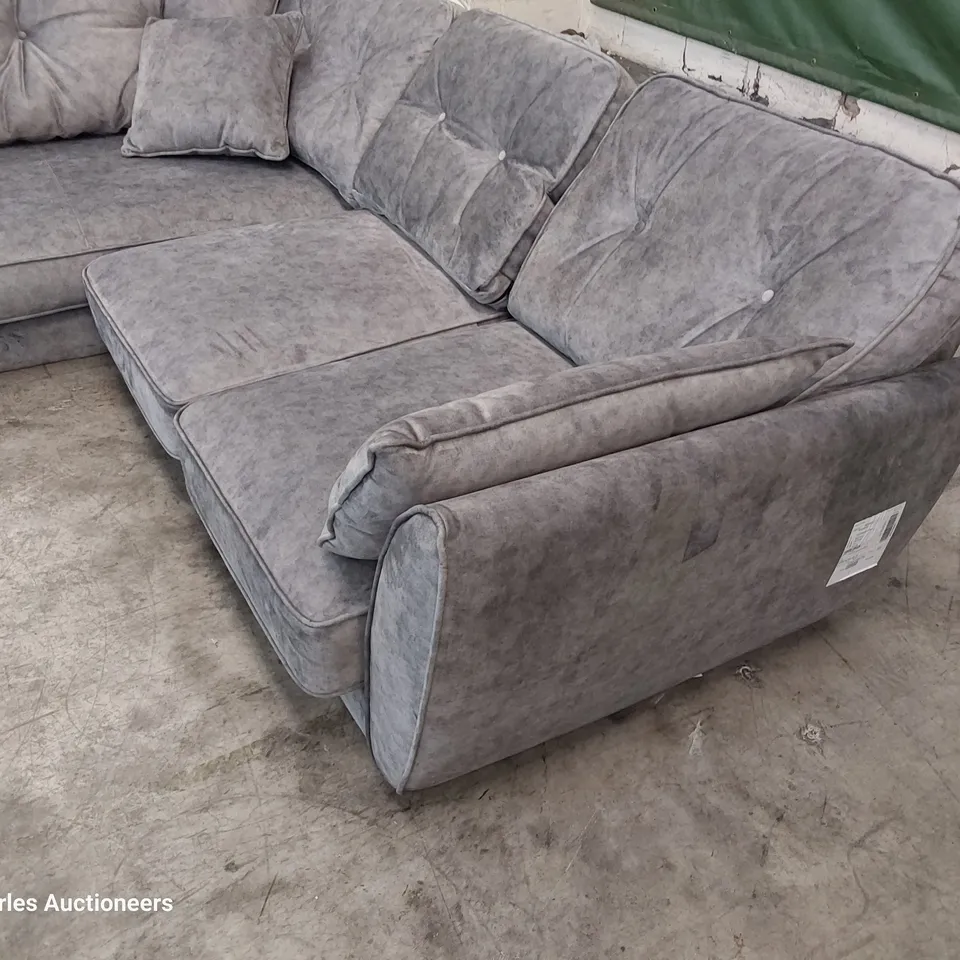 DESIGNER PAULO CHAISE SOFA PLUSH GREY FABRIC 