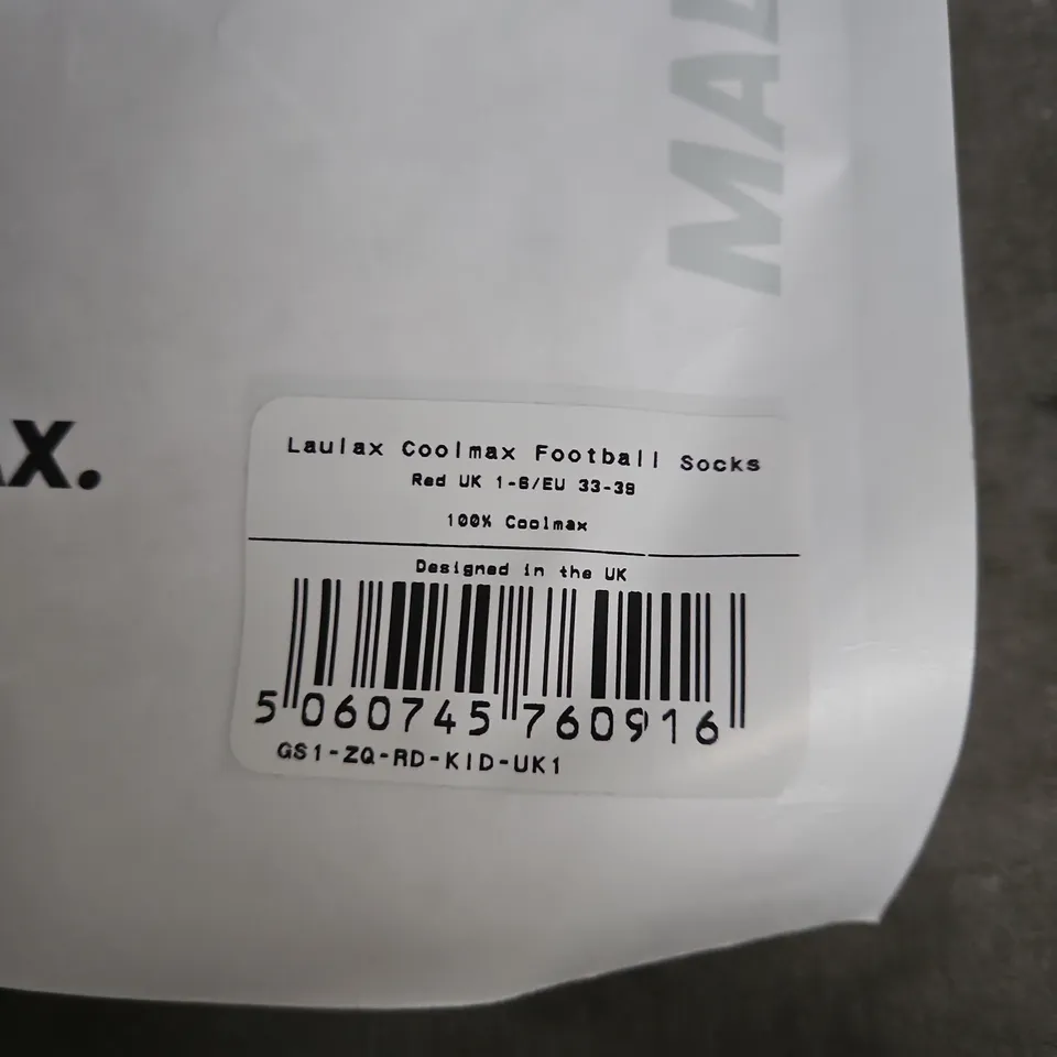 LAULAX COOLMAX FOOTBALL SOCKS – KID'S, RED, UK 1-6