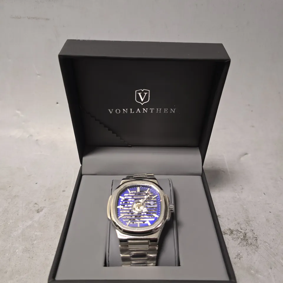 BOXED VONLANTHEN BLUE DIAL WATCH