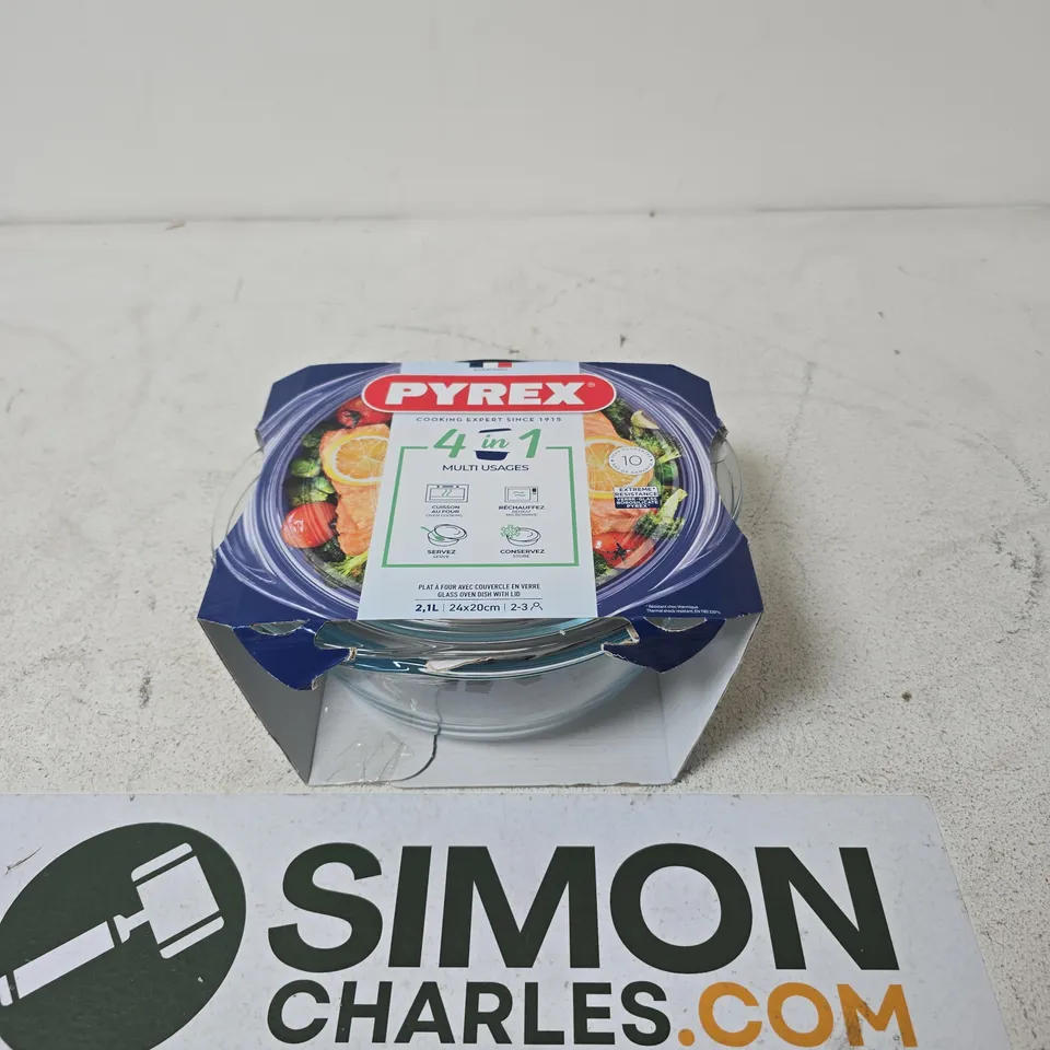 PYREX 4 IN 1 GLASS BAKEWARE DISH WITH LID – 2.1L (24 X 20 CM)