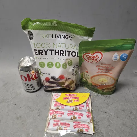 APPROXIMATELY 7 ASSORTED FOOD & DRINK ITEMS TO INCLUDE - DIET COKE , COW & GATE BANANA WHOLEGRAIN PORRIDGE ETC