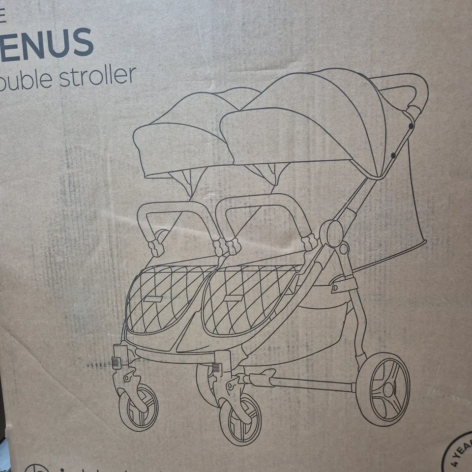 BOXED VENUS MAX DOUBLE STROLLER IN BLACK  RRP £349.99