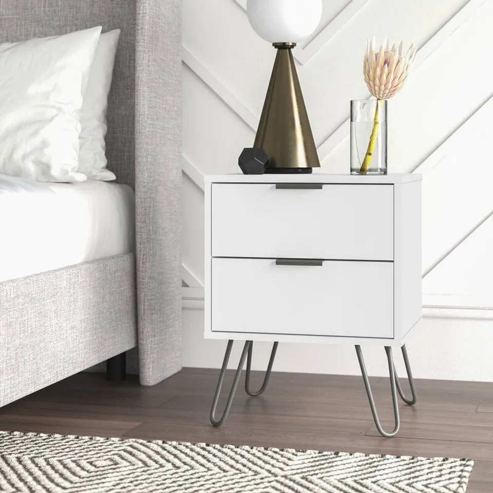BOXED DUFRESNE 2 DRAWER BEDSIDE TABLE 