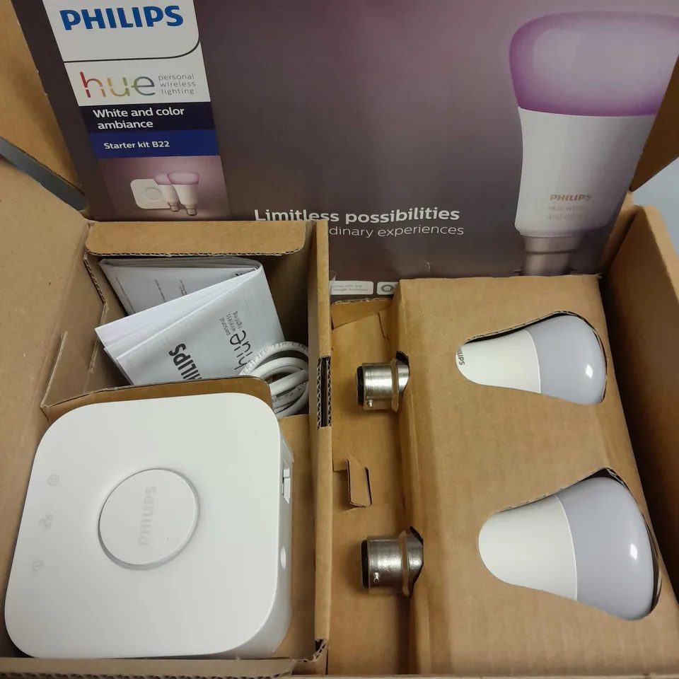 PHILIPS HUE WHITE AND COLOUR STARTER KIT B22