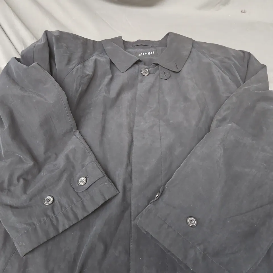 ALLEGRI BLACK COAT WITH BUTTON FRONT AND NOTCH COLLAR - SIZE UNSPECIFIED 