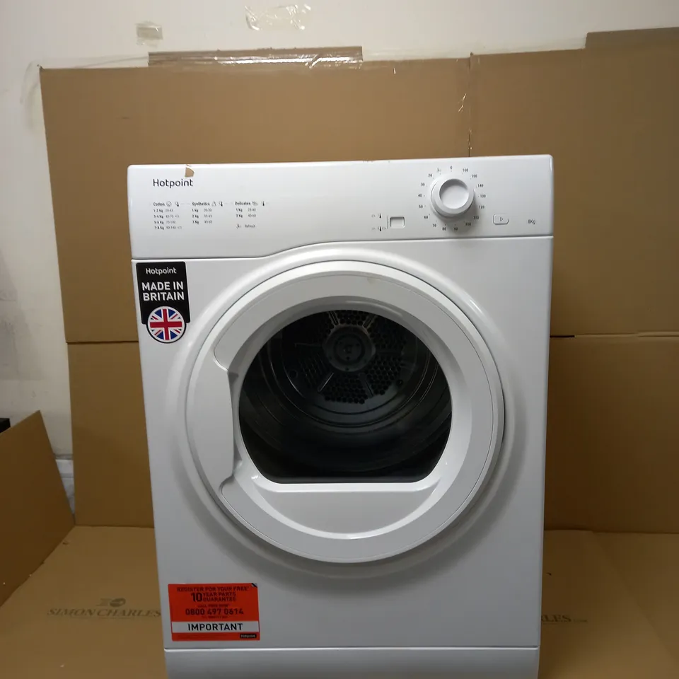 HOTPOINT H1 D80W UK FREESTANDING VENTED DRYER, 8KG DRYING LOAD, WHITE