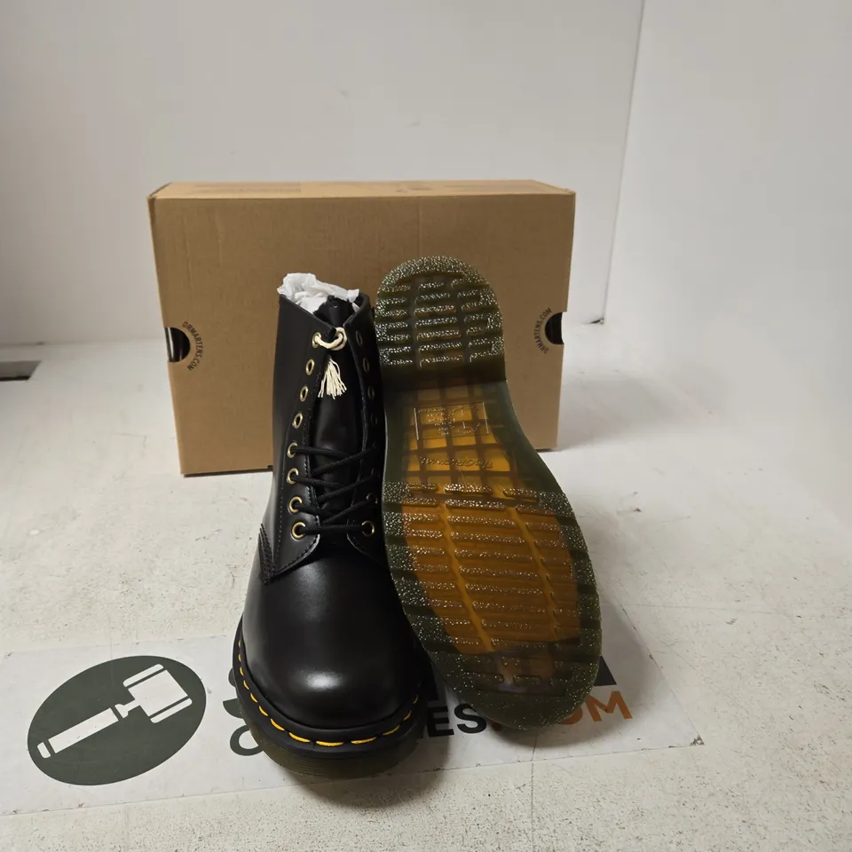DR. MARTENS VEGAN 1460 BOOTS, BLACK – UK 7 (EU 41) BOXED