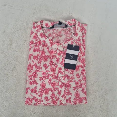 CREW CLOTHING COMPANY LOUSIA BUTTON THROUGH BLOUSE IN PINKWOOD SIZE 10