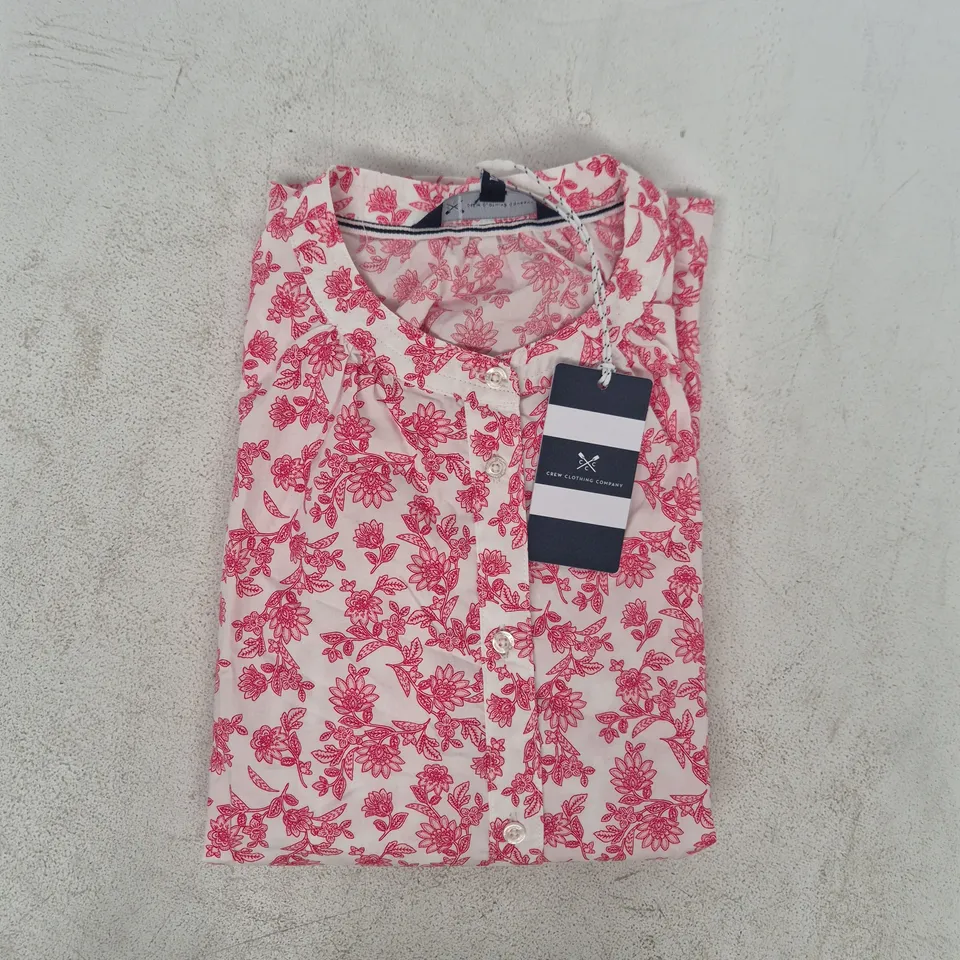 CREW CLOTHING COMPANY LOUSIA BUTTON THROUGH BLOUSE IN PINKWOOD SIZE 10