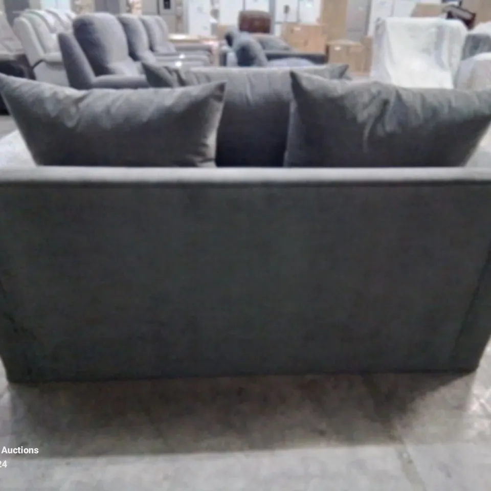 QUALITY DESIGNER 2 SEATER FABRIC UPHOLSTERED GREY SOFA