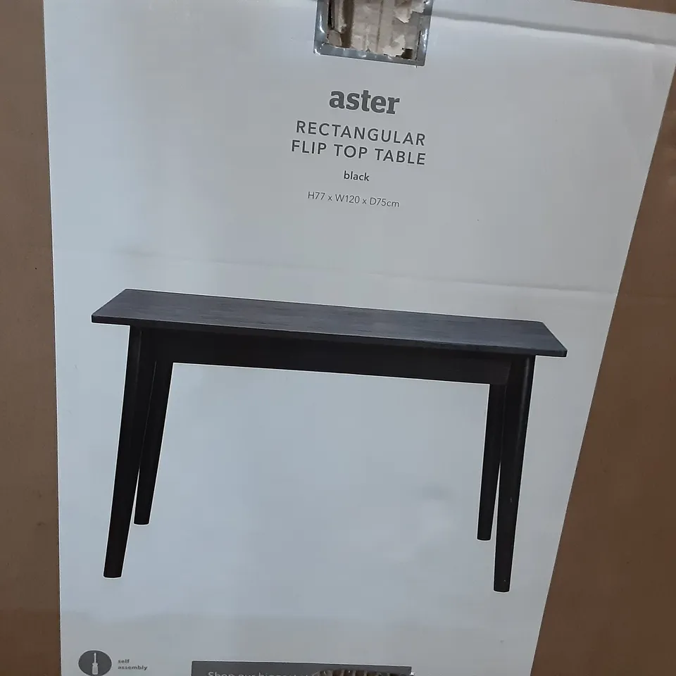 BOXED ASTER RECTANGULAR FLIP FLOP TABLE IN BLACK - H77 X W120 X D75 CM 