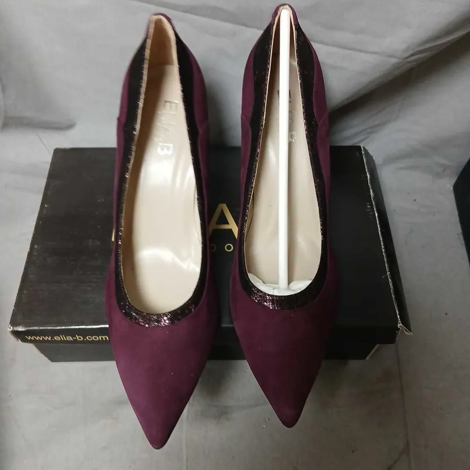ELIA.B LONDON DIANA BURGUNDY SUEDE HIGH HEEL SHOES – EU 41 (UK 8)
