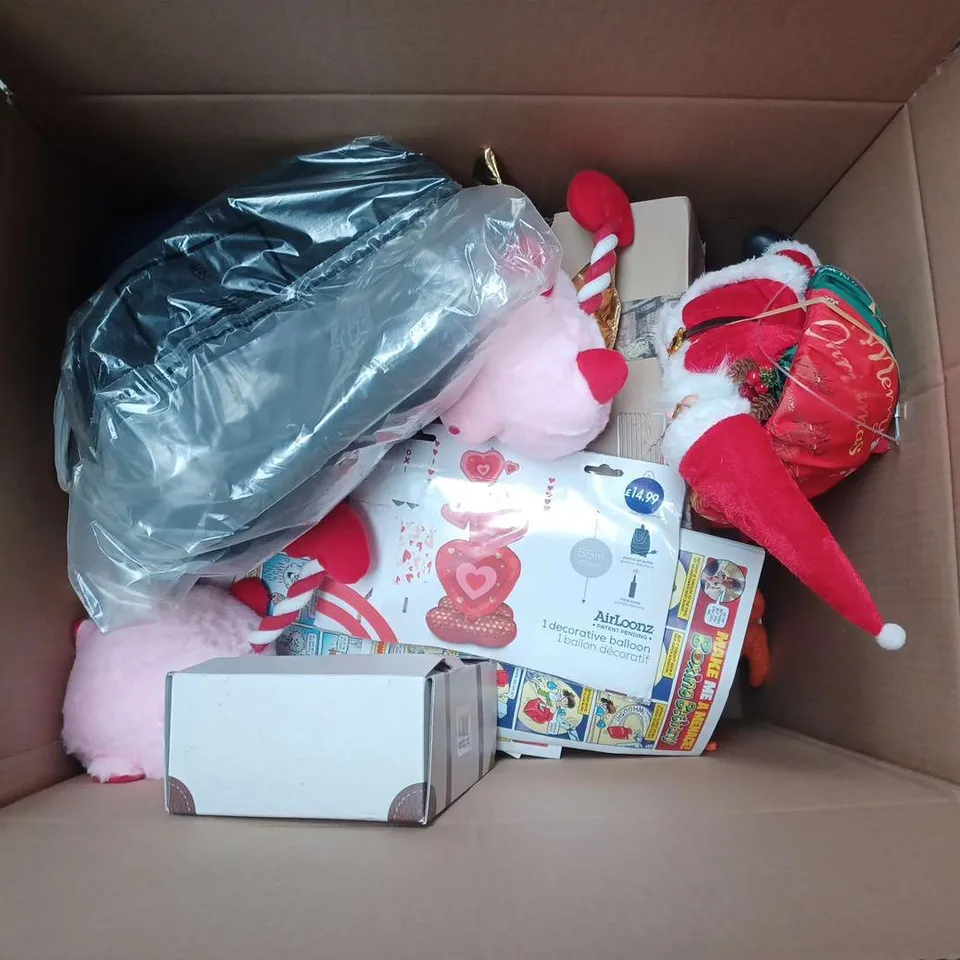 LARGE BOX OF ASSORTED TOYS AND GAMES TO INCLUDE MELISSA AND DOUG, TEDDIED AND REMOTE CONTROL CARS - COLLECTION ONLY 