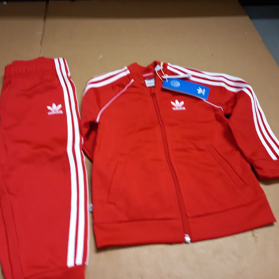ADIDAS KIDS RED TRACKSUIT - 2-3 YRS