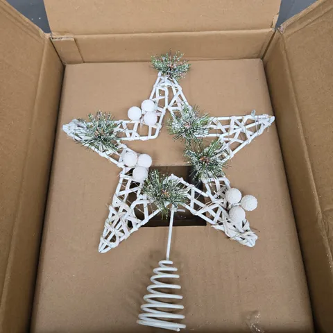 PRE LIT WHITE STAR TREE TOPPER