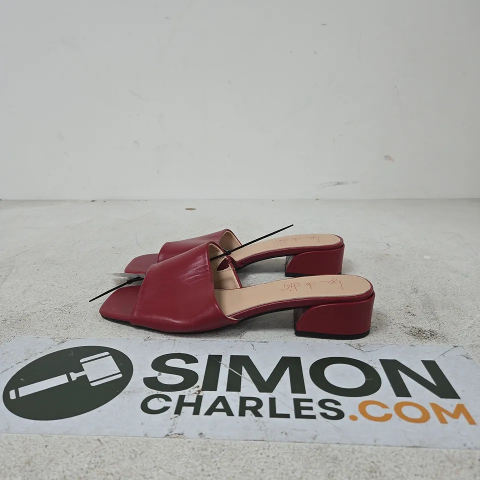 BEN DI LISI RED LEATHER WOMEN'S SANDALS WITH BLOCK HEEL – OPEN TOE UK SIZE 8