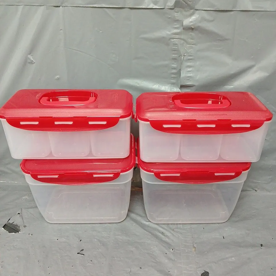 BOXED LOCK N LOCK 4PCE TUPPERWARE SET IN RED
