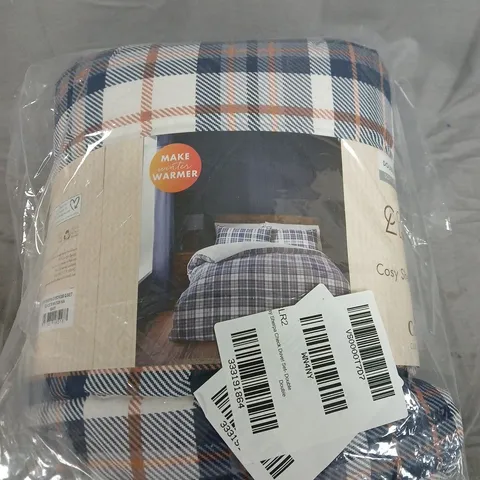 CATHERINE LANSFIELD COSY SHERPA CHECK DOUBLE DUVET SET