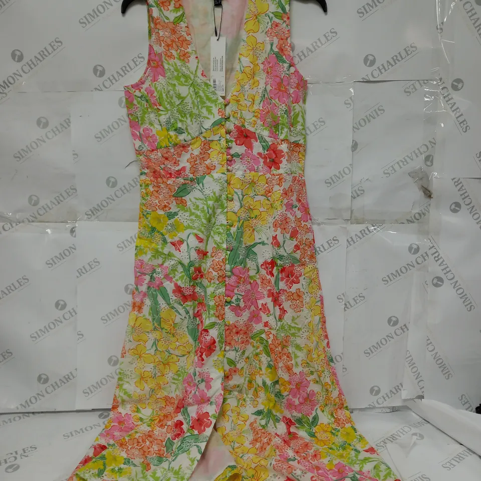 NOBODYS CHILD PETITE SANDRA MIDI DRESS ANGELICA FLORAL MULTICOLOUR DRESS - SIZE 10