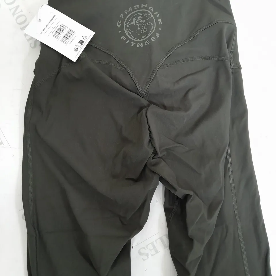 GYMSHARK LEGACY LOGO LEGGINGS IN OLVE GREEN - S