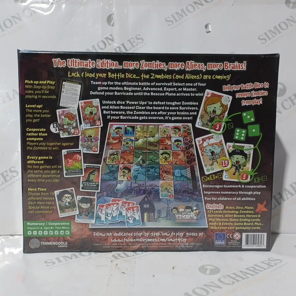 BOXED THINKNOODLE GAMES CITY OF ZOMBIES ULTIMATE EDITION BOARD GAME