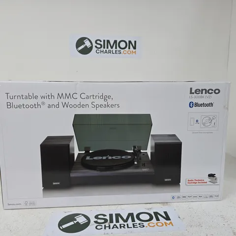 Lenco LS-300BK (V2) Turntable with Bluetooth & Wooden Speakers – Boxed