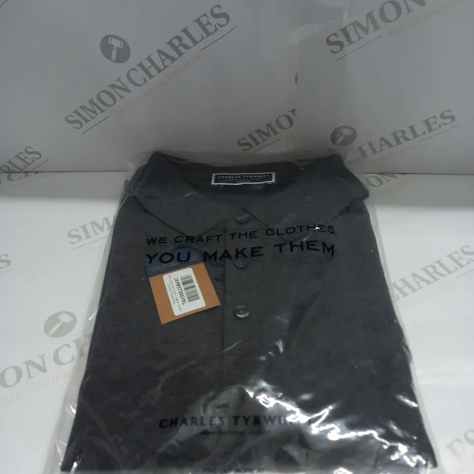BAGGED CHARLES TYRWHITT DARK GREY SHORT SLEEVE POLO TOP SIZE SIZE XL