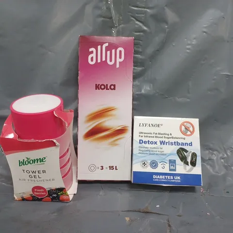 APPROXIMATELY 15 ASSORTED HOUSEHOLD ITEMS TO INCLUDE AIR UP AROMA PODS, DETOX WRISTBAND, ETC