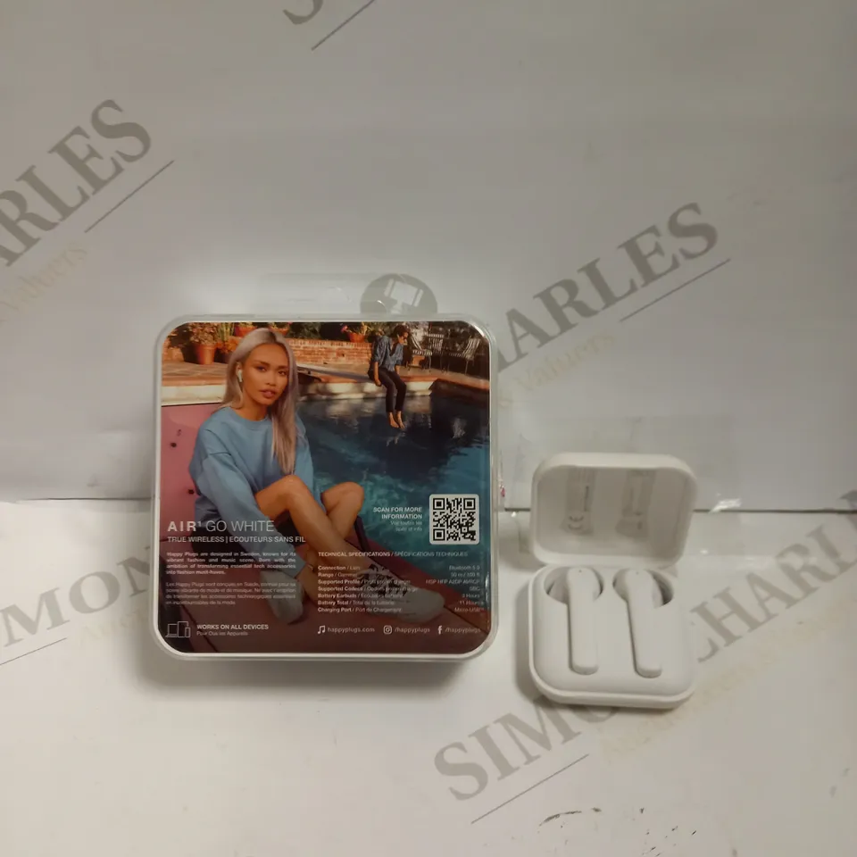 HAPPY PLUGS AIR 1 GO EARPHONES - WHITE (CHARGER NOT PRESENT)