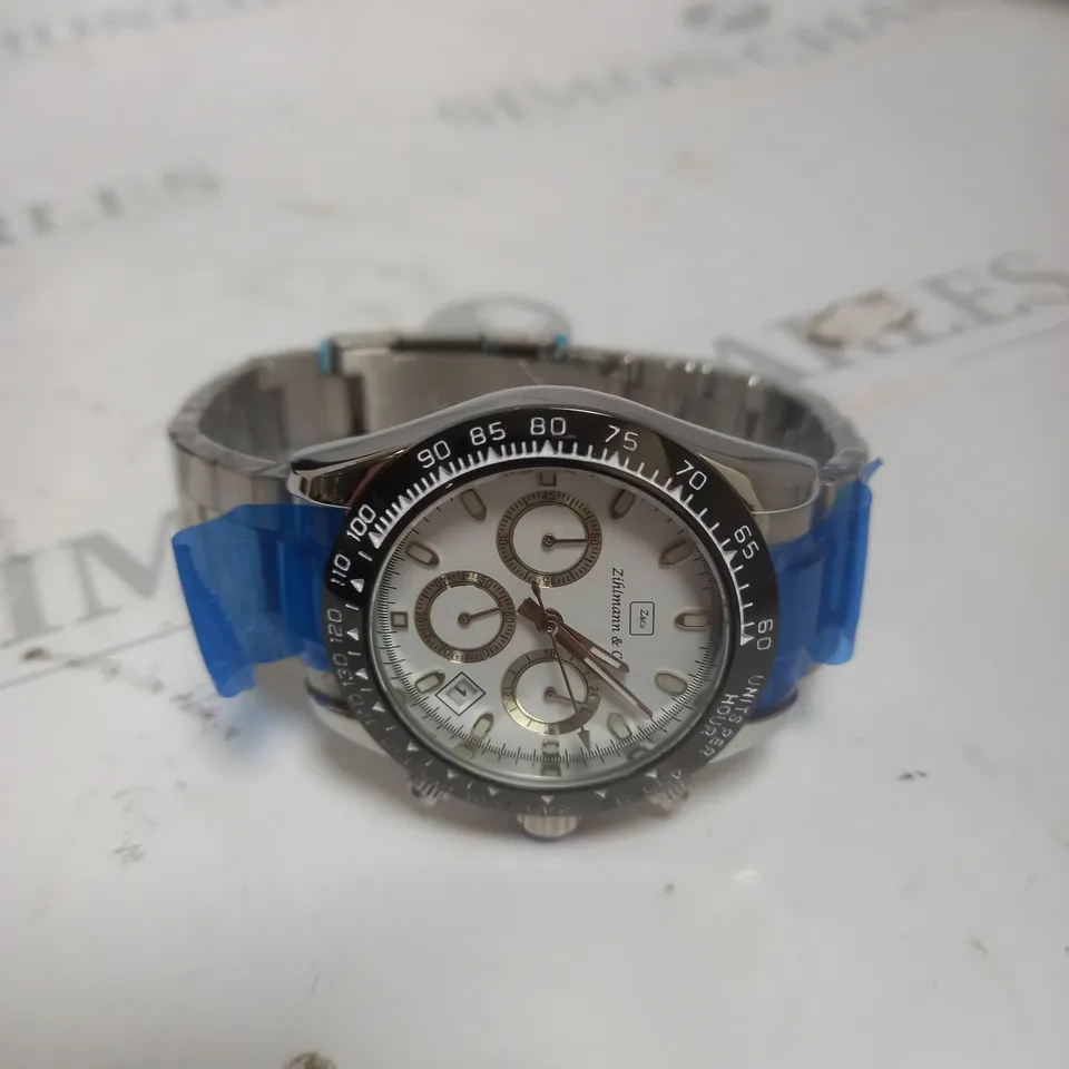 MENS ZIHLMANN & CO Z400 WATCH – CHRONOGRAPH MOVEMENT – STAINLESS STEEL STRAP – WHITE DIAL – 3ATM WATER RESISTANT
