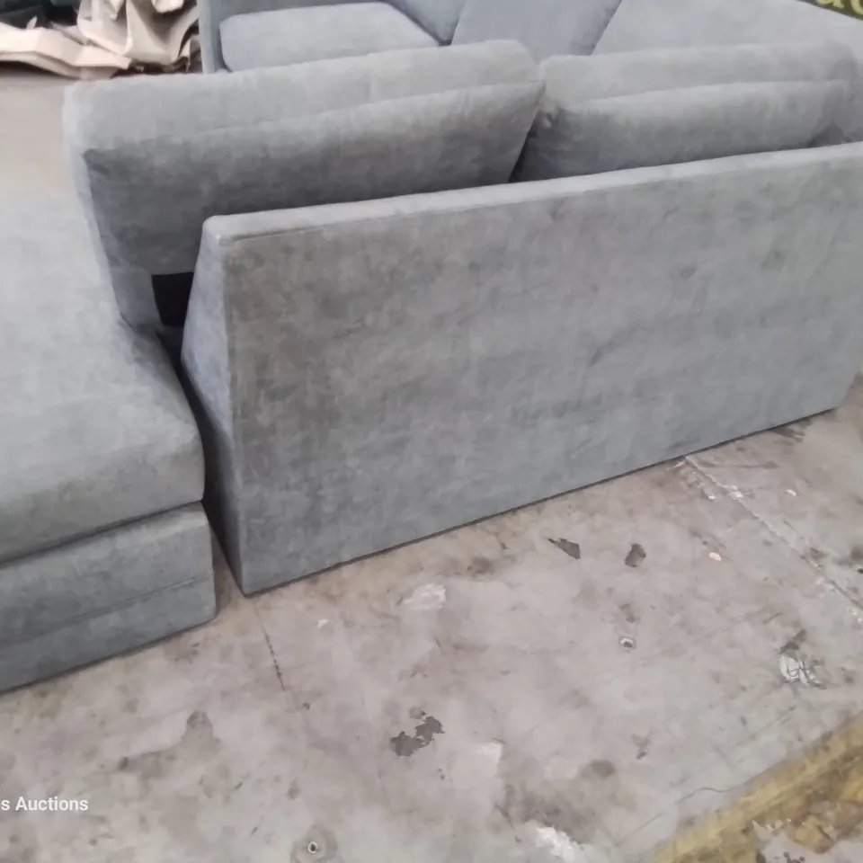 DESIGNER CORNER SOFA GROUP & FOOTSTOOL GREY FABRIC