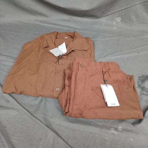 MNG SHORT SLEEVE SHIRT & PANTS SET IN BROWN SIZE L/34